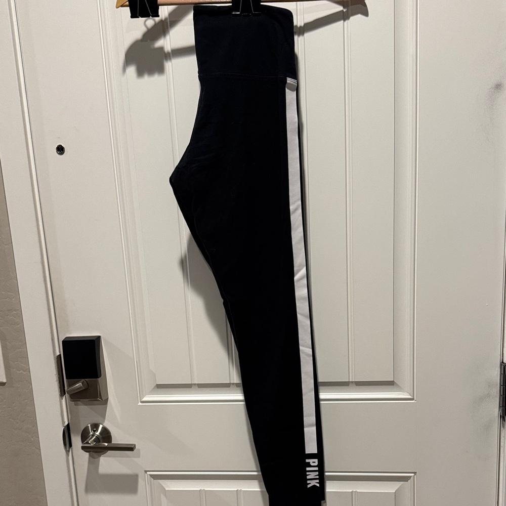 PINK Victoria's Secret Black Joggers with White Side Stripe